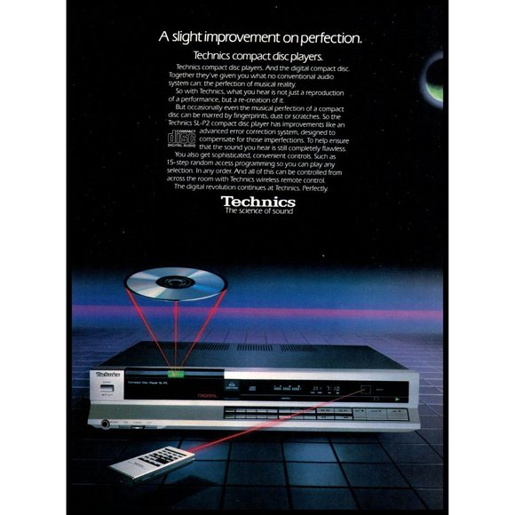 1984 Technics Compact Disc CD Player Vintage Print Ad Futuristic Wall Art Photo - Picture 1 of 1